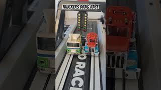 GMC vs Peterbilt Truckers Drag Race #afx #shortsfeed #shorts #slotcars