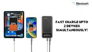 Super Fast Charging with Nextech: 22.5W PD + QC 3.0 | Dual USB & Digital Display Power Bank