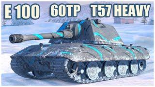 E 100, 60TP Lewandowskiego & T57 Heavy Tank • WoT Blitz Gameplay