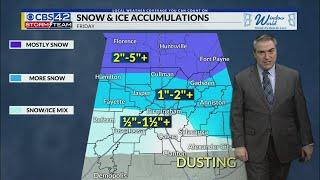 Winter Storm Details - December 8th CBS 42 News @ 5pm Weather Update