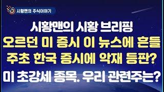 주식 시황. 미 증시. 상승 흐름 흔든 뉴스들. 중동 사태, 월러의 금리 발언. 반도체 규제 변수 총정리. 주초 우리 증시 영향은? 미국 초강세 종목들. 그런데 우리 관련주는 왜?