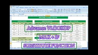 Advance VLOOKUP and MAX+IF formula & Substitute function