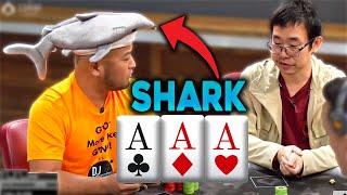 What Is This Poker Shark Gonna Do With Trip Aces?!