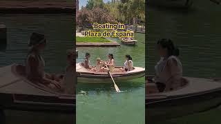 Tourist kid wants to row the boat | Beautiful tourists #sevillaspain #boating #touristspot