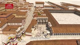 Virtual reconstruction of the Celsus library and the square in front of it.