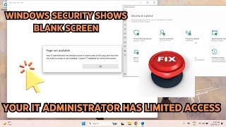 Windows Security Shows Blank Screen, IT Administrator has Limited Access - Windows Security Fix 2024