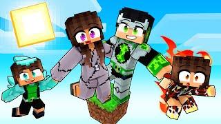 JOGANDO com uma FAMILIA BEN 10 em APENAS UM BLOCO no Minecraft