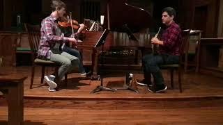 Olmos Ensemble Rehearsal - February 2019. Patti Wolf (piano), Eric Gratz (violin), Jeff Garza (horn)