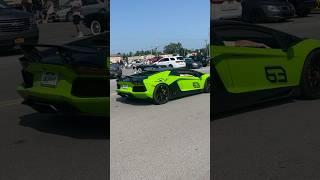 NSX and Aventador SV leaving buffalo cars and coffee #jdm #nsx #aventador #carsandcoffee #v12