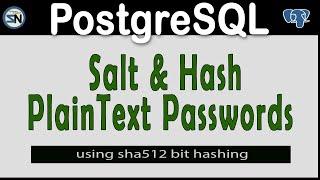 Postgresql: How to store passwords securely using Salt & Hash for Plain Text Passwords