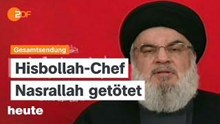 heute 19:00 Uhr vom 28.09.2024 Israel tötet Hisbollah-Chef, neuer Landtagspräsident in Thüringen