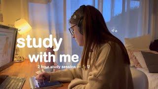 STUDY WITH ME [2hrs]  real time studying w/ piano bgm, productive study session for finals! ―୨୧⋆ ˚