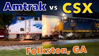 Amtrak Auto Train RACES CSX in Folkston: Insane Night Railfanning Action!