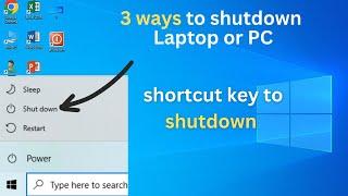 How to shutdown  laptop | 3 ways to shutdown  | Shortcut key to shutdown