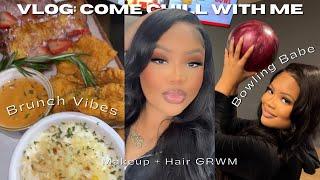 Vlog: GRWM Hair + Makeup ️ Brunch with the GWORLS (bowling bloopers) ft. World New Hair