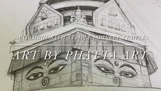 Swayambhunath temple (Monkey temple) - Drawing by Phatta Art