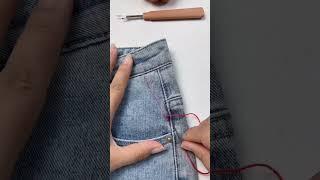 Sewing hacks to downsize jeans waist embroidery tutorial #sewing #sewinghacks #lifehacks #embroidery