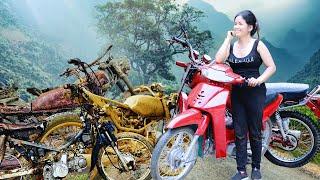 Full Rebuild of all Rusty Motorcycle by Mechanic Girl in the Village