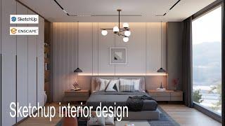 Sketchup interior design #73 Make a bedroom design and rendering by enscape