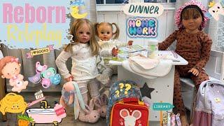 Reborn Doll Afternoon & Evening Roleplay  Dinner, Homework & Hair wash #reborndolls #siliconebaby