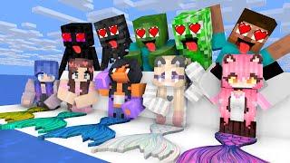 Monster School : MERMAID LOVE CURSE Challenge with POOR Baby ZOMBIE HEROBRINE - Minecraft Animation