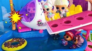 JUMP INTO THE POOL! THE PLANE IS FALLING! Lol surprise dolls at the children's camp cartoons