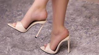 classic combination of stiletto high heel mules and nylon stockings | #trending #shoes #heels