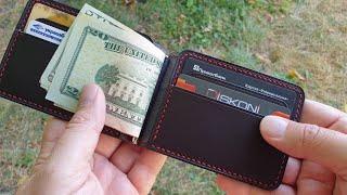 Кошелёк с зажимом для купюр ручной работы. Handmade leather money clip wallet.