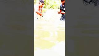 Two boys caught a very big fish in a river#bigfish #fishid #fish #fishing #tiktok