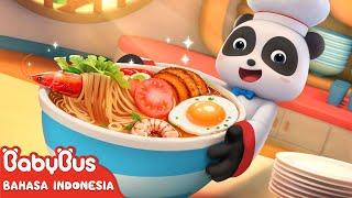 Panda Kecil Menjadi Koki Kecil Di Restoran Mie | Lagu Anak-anak | BabyBus Bahasa Indonesia