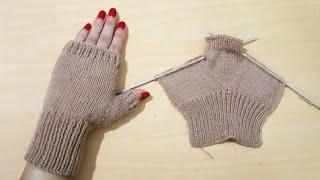 Fingerless Mitten/Gloves. पन्जा बुन्ने तरिका। Its 1×1 Rib instead of 2×2 Ribs.