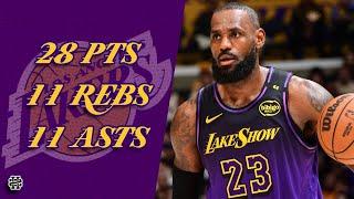 LeBron James 28 pts 11 rebs 11 asts vs Pistons 24/25 season