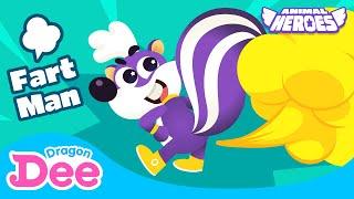 Fart Man Skunk | Help! Animal Heroes!  | Dragon Dee Songs for Children