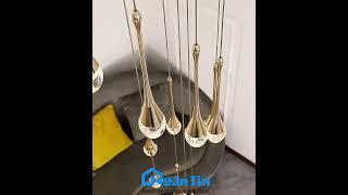 Đèn thả thông tầng pha lê giọt nước Led 18 bóng trang trí cầu thang phòng khách THD14T18 Ngân Tin
