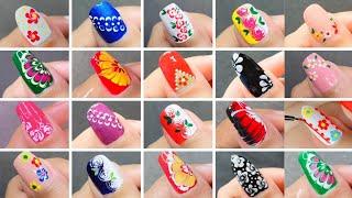 20+ Flower design Nail Art ideas using Household items || Nail Art hacks #nailart #naildesign