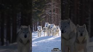 Snow White Wolf Grown Up with a Pack of Snow White Wolves – Rare Wildlife Footage!