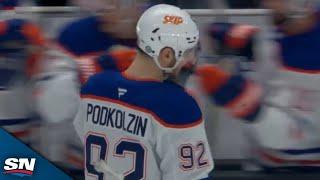 Leon Draisaitl Sets Up Vasily Podkolzin With One-Timer To Put Oilers On Board