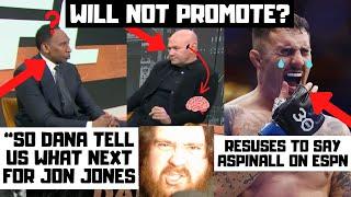 Dana White WONT SAY Tom Aspinall's NAME on ESPN? Jones vs Pereira? COMMENTS ROAST HIM!