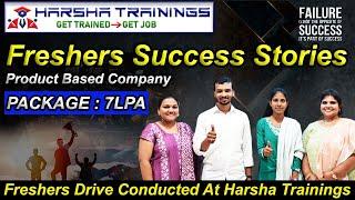 " Harsha Trainings " Freshers Success Stories celebrations  | Product Based Company | Freshers Jobs