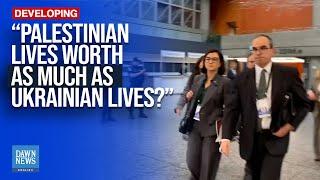 Journalist questions about the equal value of Palestinian and Ukrainian lives | Dawn News English