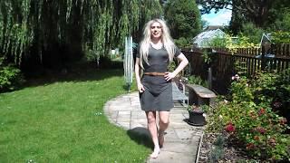 Young Crossdresser in CUTE GREY DRESS outside!