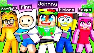 10 FRIENDS On One CARTOON Block In Minecraft!