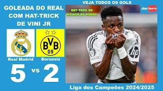 GOLEADA COM HAT-TRICK DE VINI JR | Real Madrid 5 x 2 Borussia | Todos os Gols