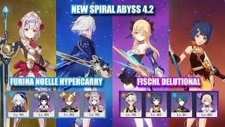 F2P Furina Noelle HyperCarry & C6 Fischl Delutional | NEW Spiral Abyss 4.2 | Genshin Impact