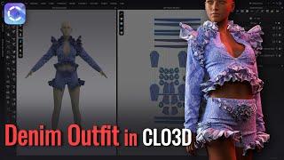 Design a Ruffled Denim Dress in CLO 3D | Complete 3D Modeling & Texturing Tutorial