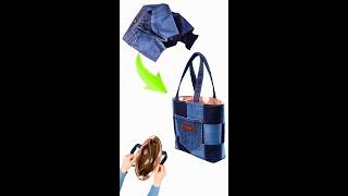 Reuse Old Jeans into DIY Tote Bag Easily Miarti️