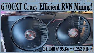 6700XT Crazy Efficient RVN Mining! | 24.1MH @ 95.6w Wall