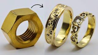 couple rings from a hex nut - learn to make jewelry