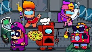 Pizza Ash, Sandy, Amber, Surge, Ruffs (compilation #5) ◉ funny animation Brawl Stars in Among us