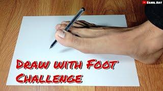 DRAWING WITH FOOT CHALLENGE | Portrait Ballpoint Scrubbing Sketch | Sahil Art